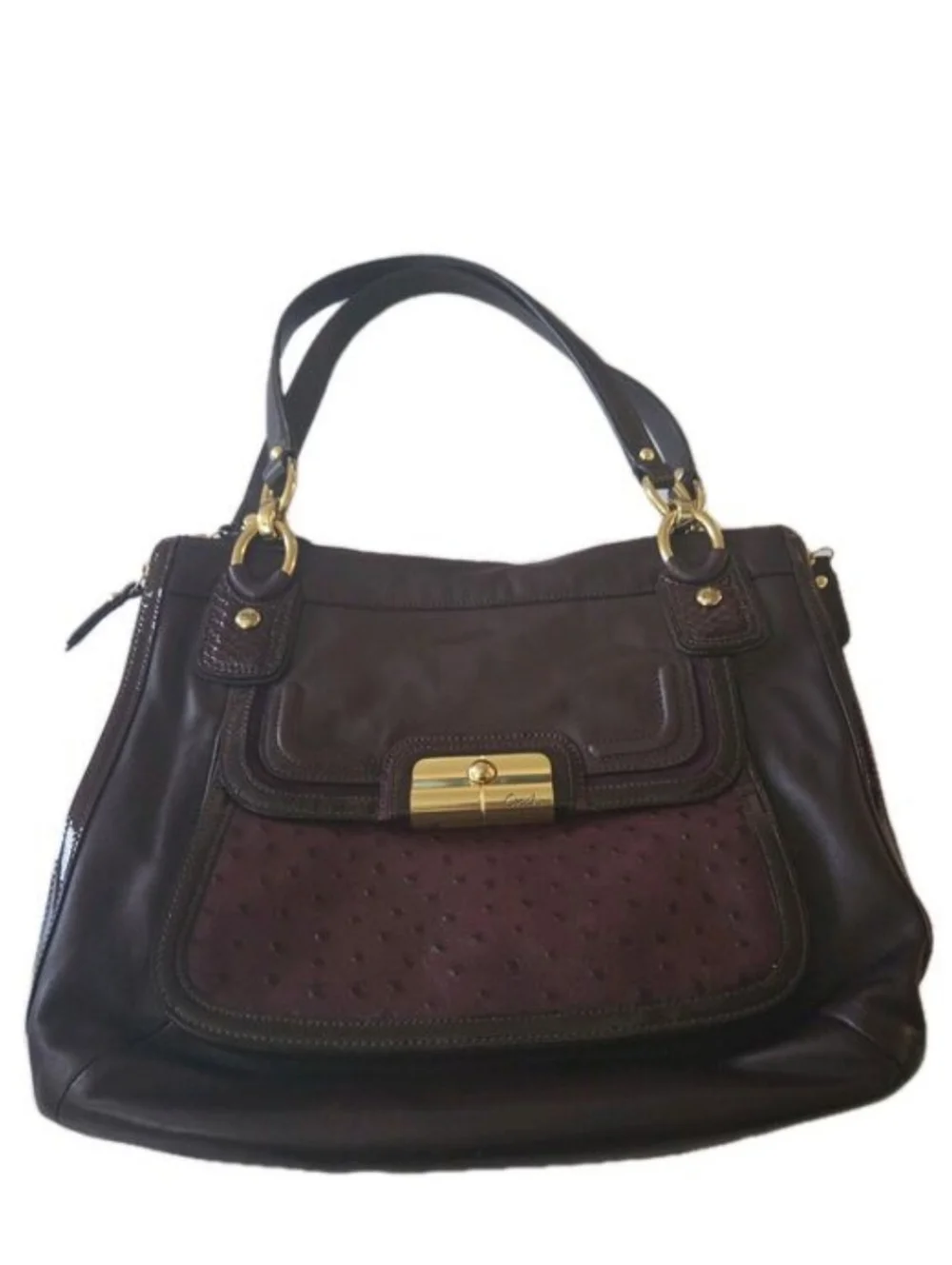 NEW Coach Kristin Spectator Purple Ostrich Handbag #18303 Vintage Y2K